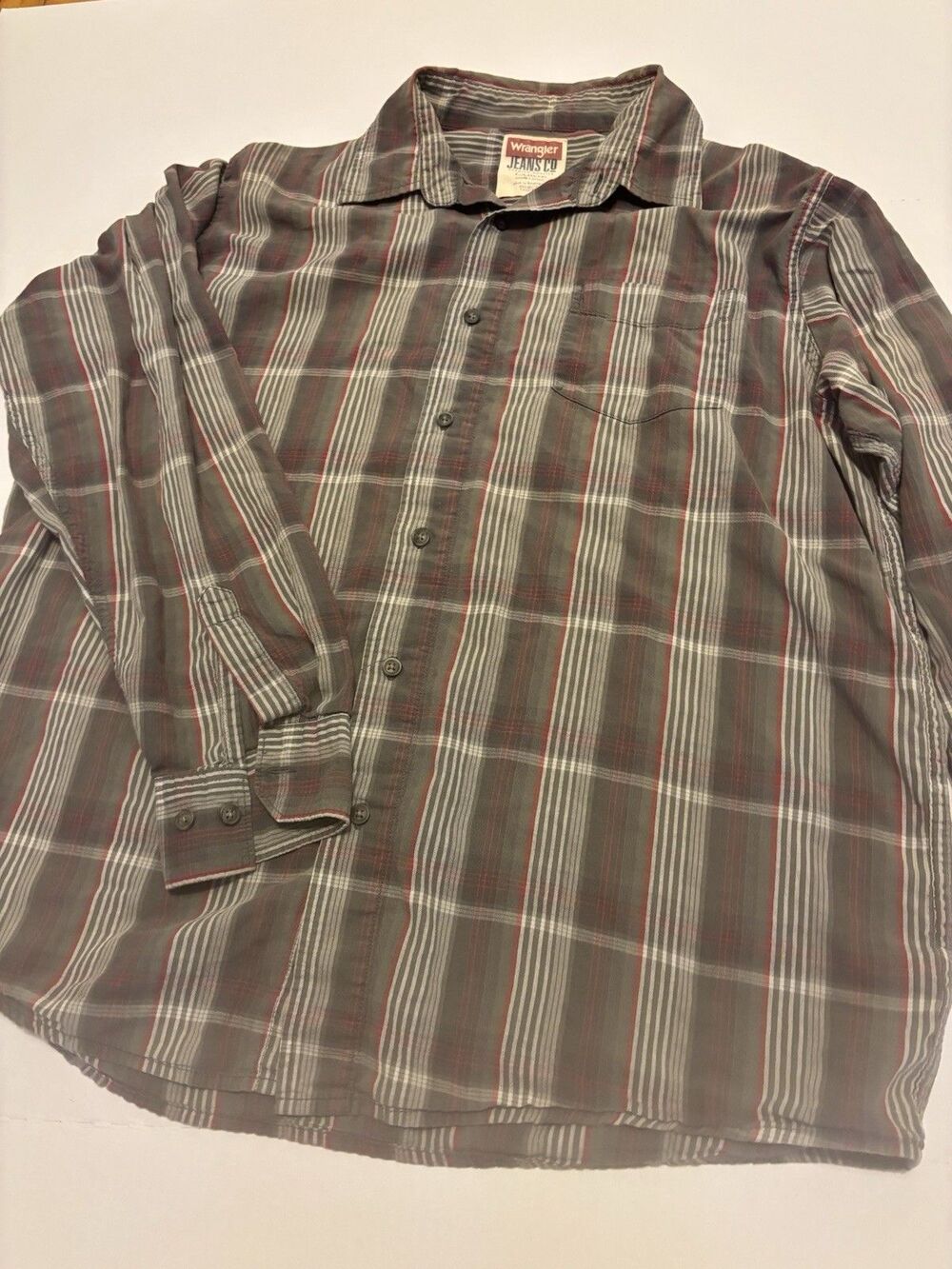Wrangler Jeans Co Men's L Regular Plaid Long Sleeve Cotton Button-Up Shirt - Picture 3 of 6